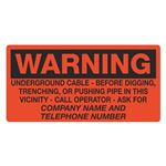 Warning Underground Cable - 6" x 12" Sign